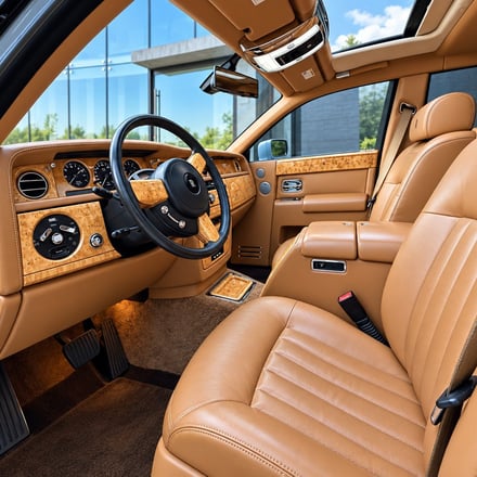 Rolls-Royce Phantom interior, tan leather seats